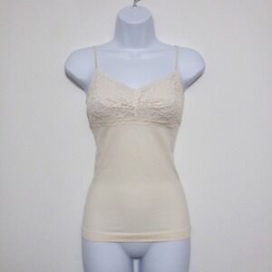 Banana Republic Lace Babydoll Stretch Cami Tank Top Womens PXS Off White Layer